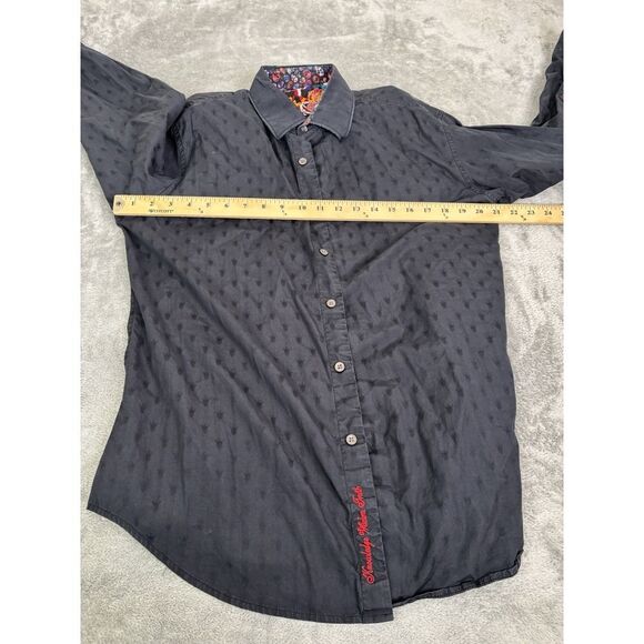 Robert Graham Long Sleeve Button Down Shirt Men's Size Large Blue Flip Cuff - Picture 8 of 11